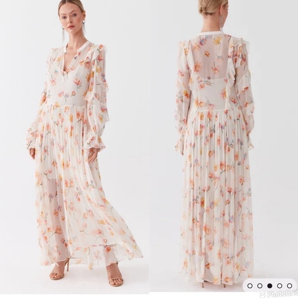 NWT Zadig & Voltaire Riciny Mousseline Ruffled Floral Maxi Dress - Picture 11 of 12